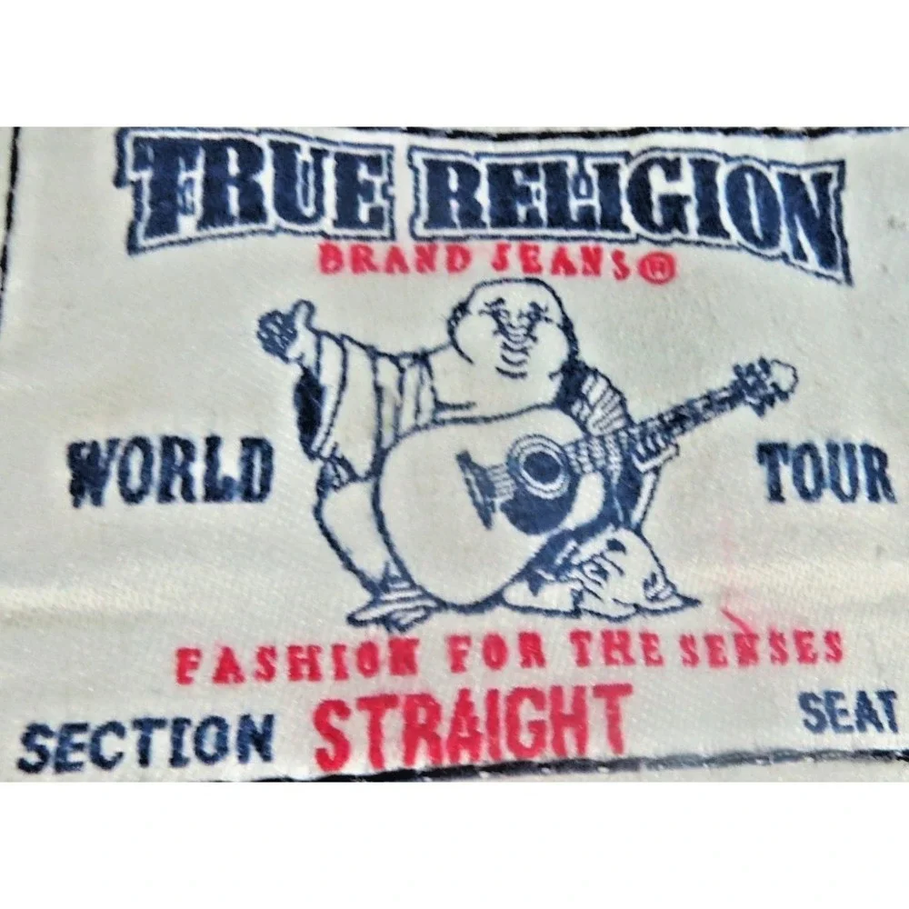 True Religion VTG 00s Jeans Men Size 36 Straight Leg Blue Denim Flap Pocket Mex
